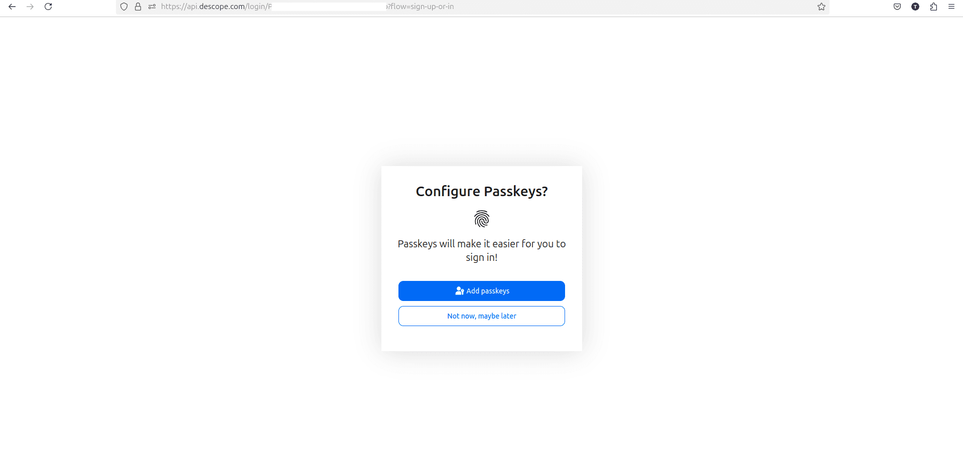 Fig: Passkeys screen