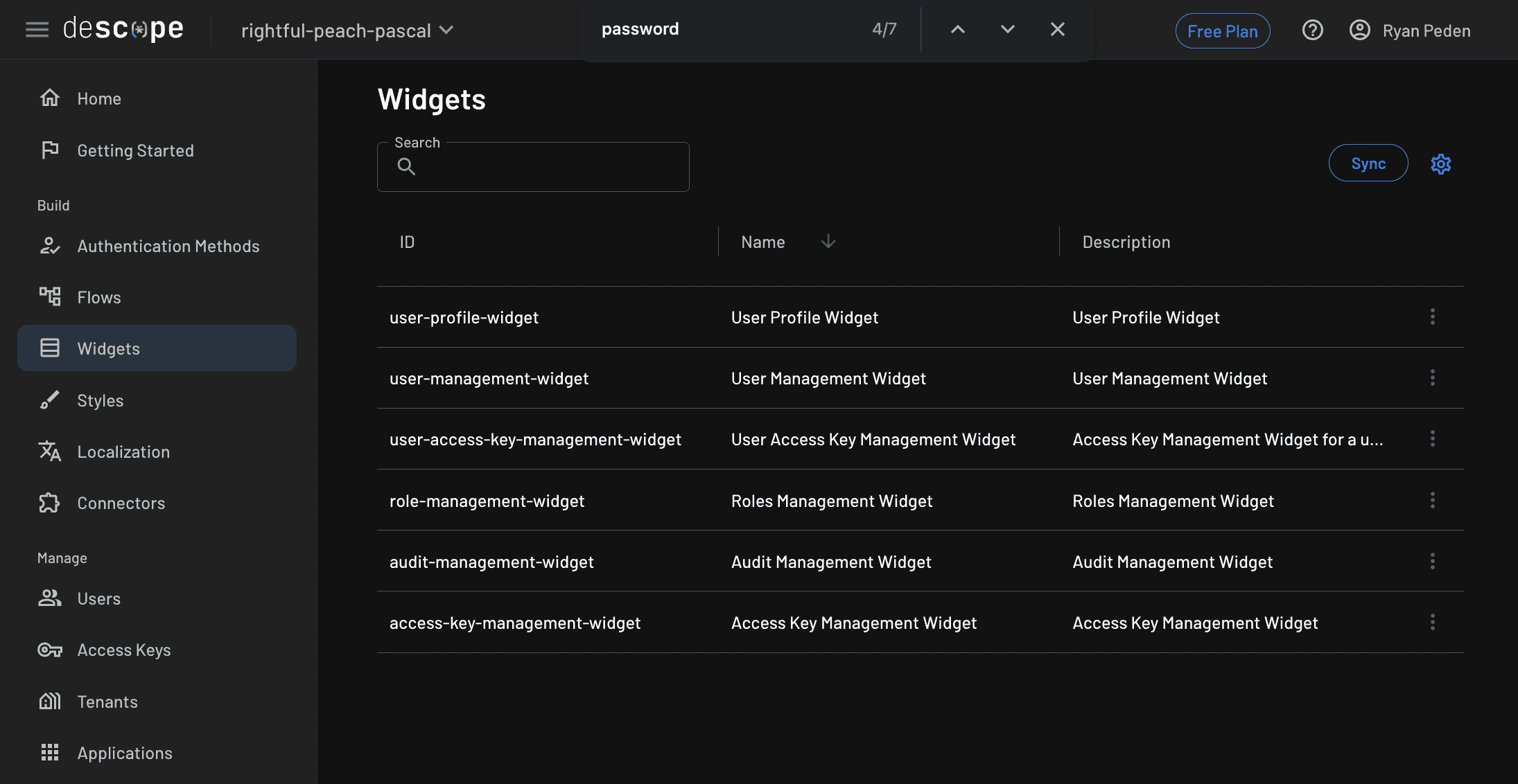 Fig; Descope widgets