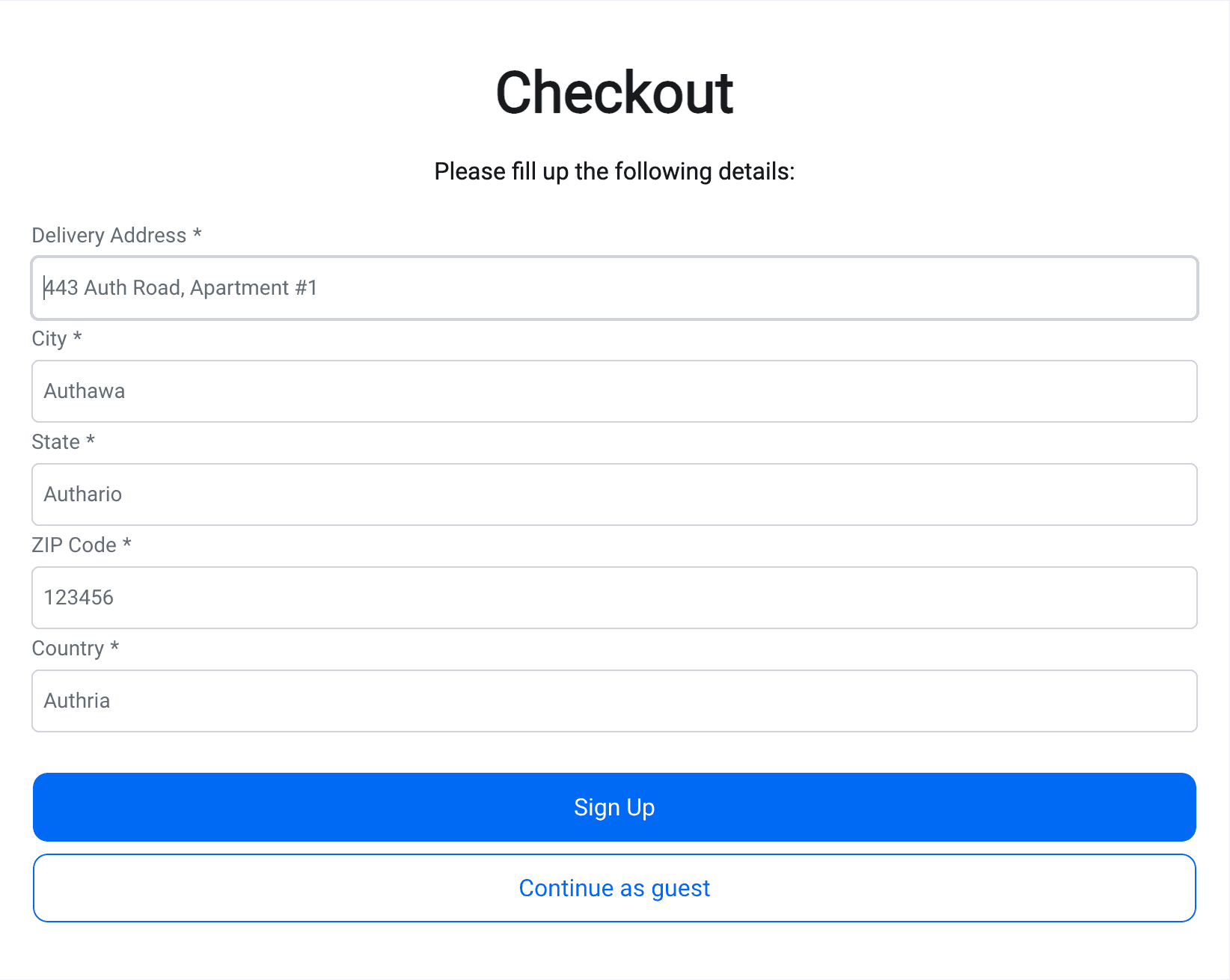 Fig: Checkout screen