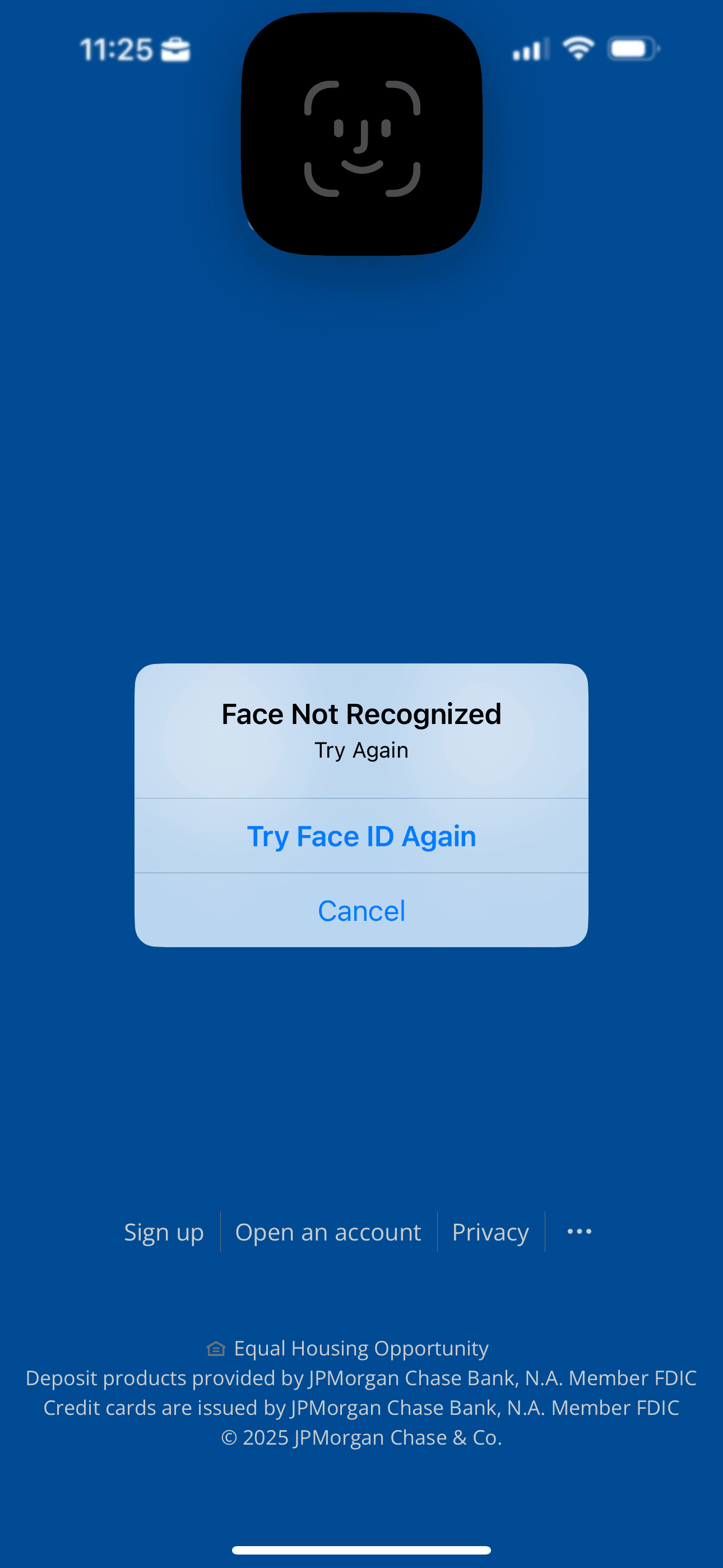 Fig: A prompt to complete facial recognition on an Apple mobile device