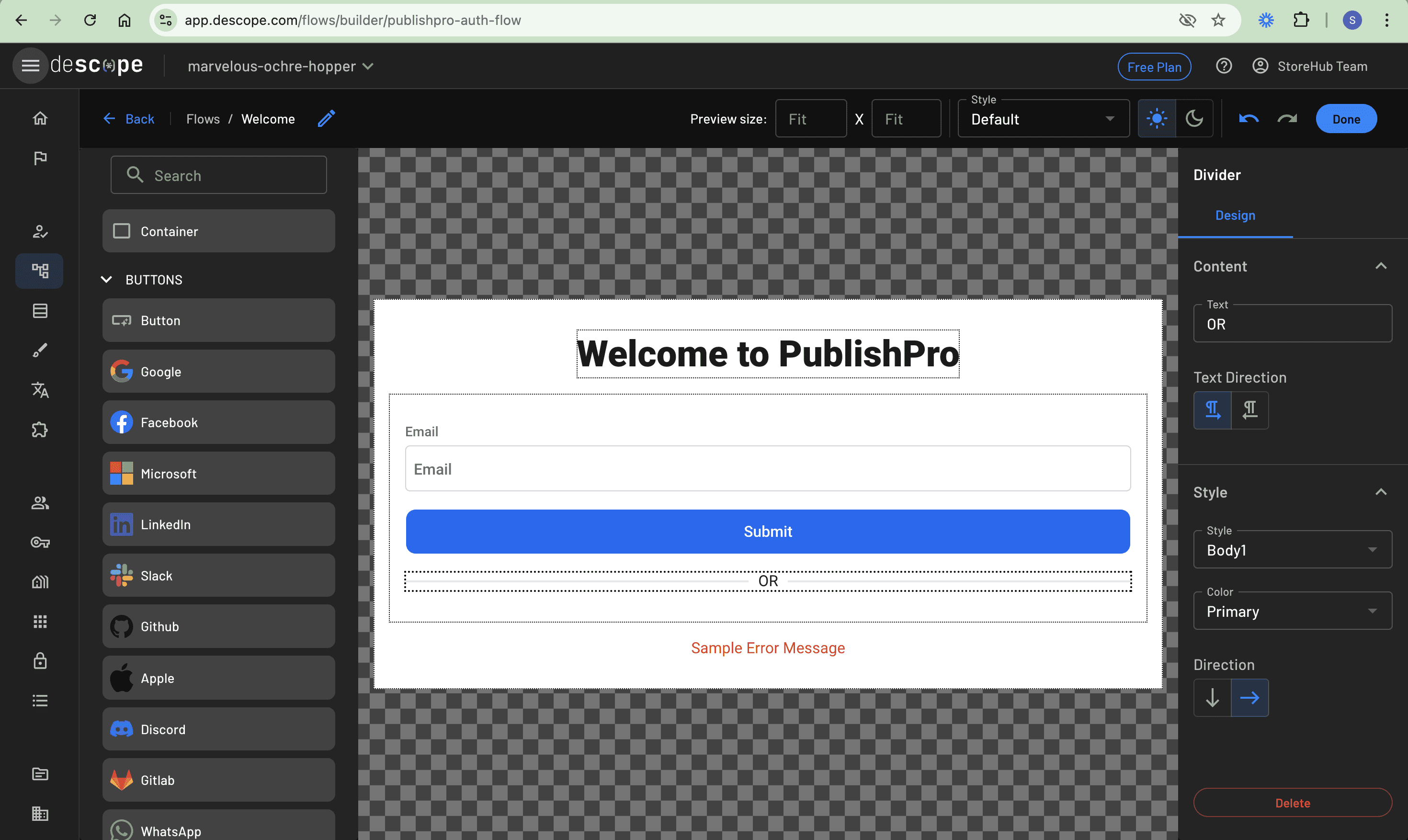 Add a Divider element to the screen