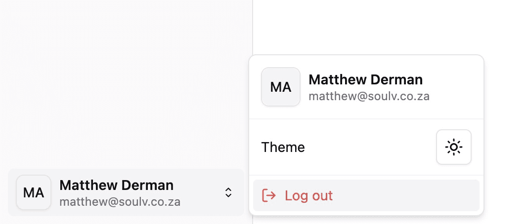 Fig: The username and email displayed in the nav bar in the Remix application