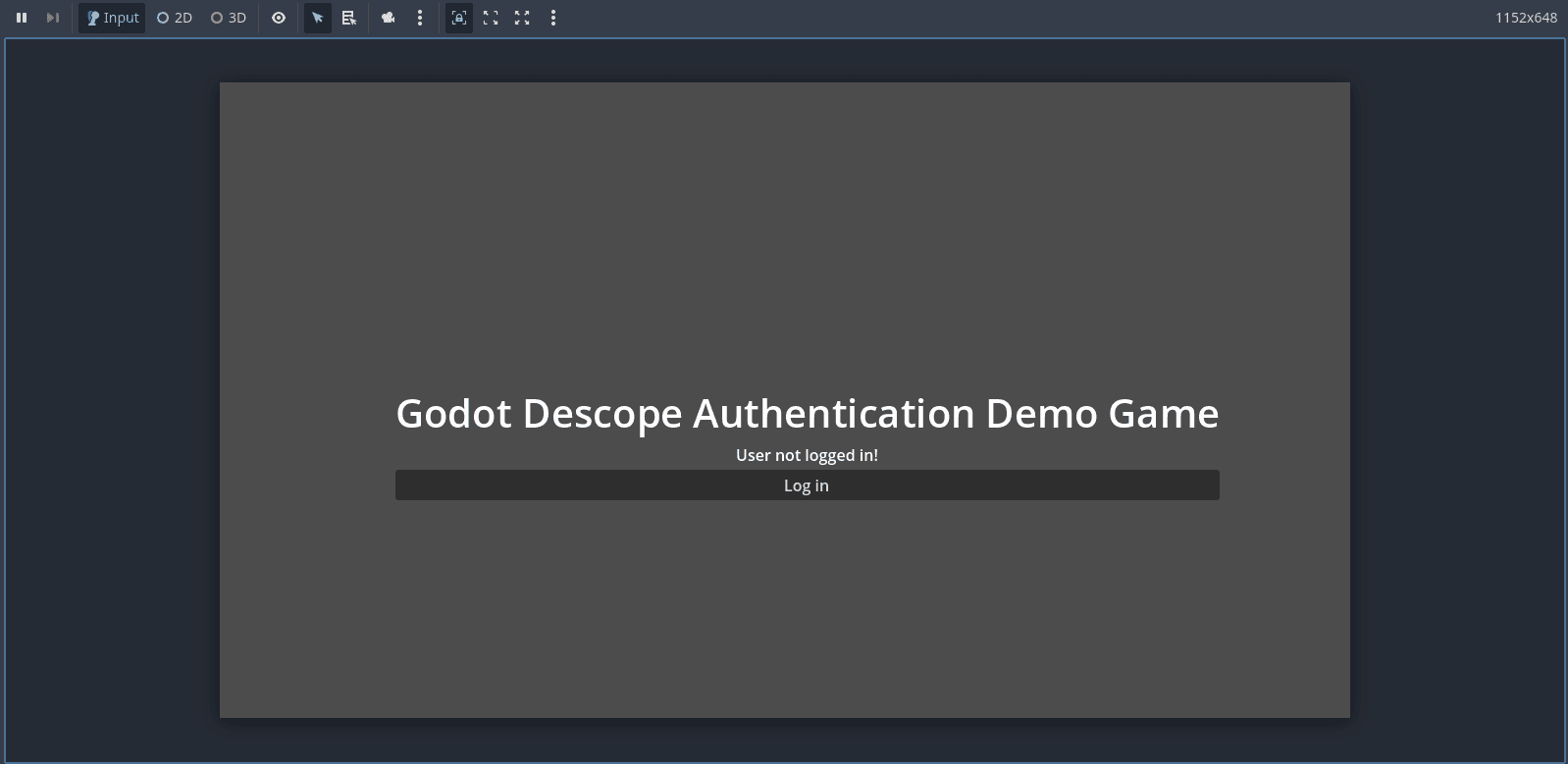 Fig: Godot Descope authentication demo game login page