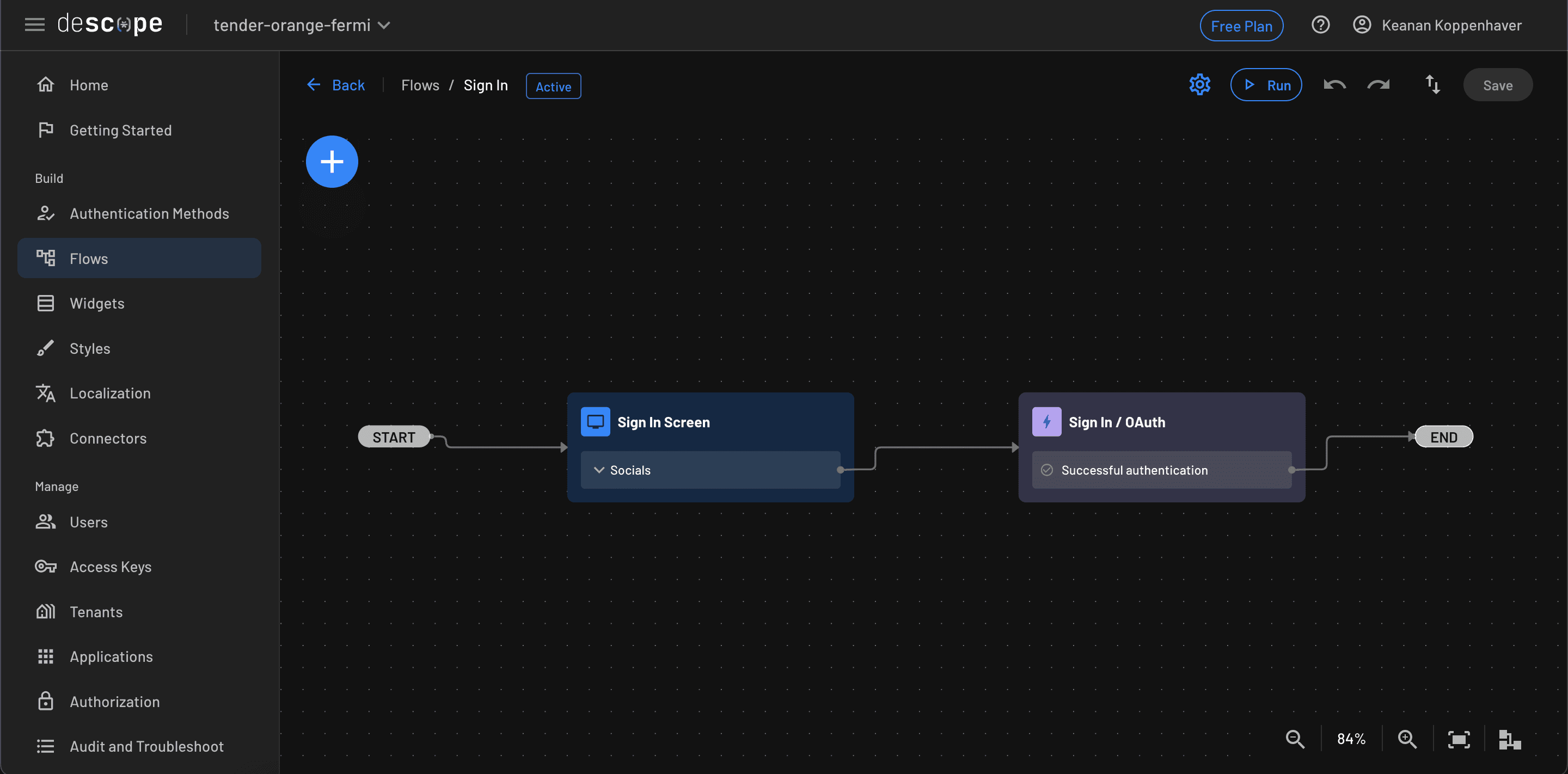 Fig: The default Sign In flow in Descope