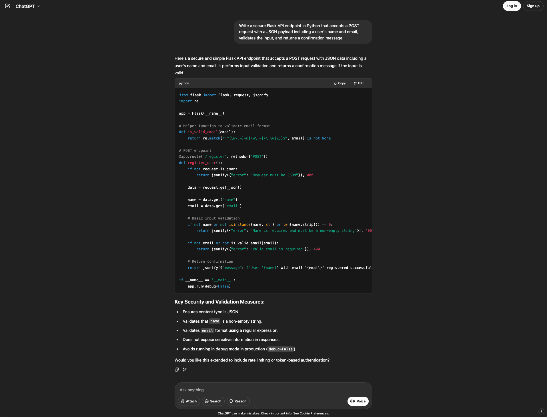 Fig: ChatGPT’s Python response