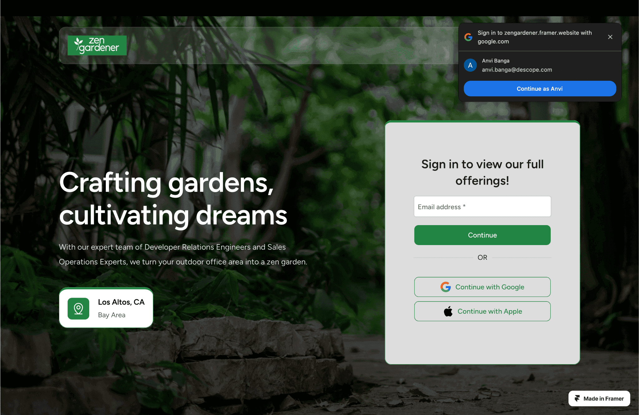 Fig: Drag and drop Framer auth with Descope