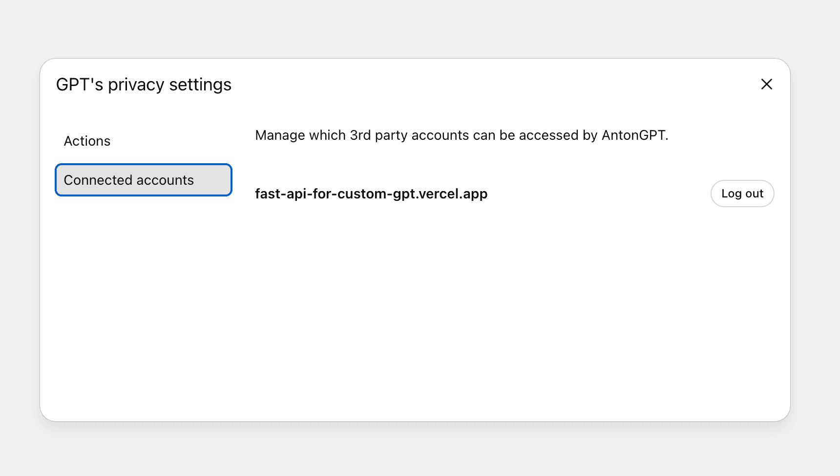 Fig: GPT privacy settings